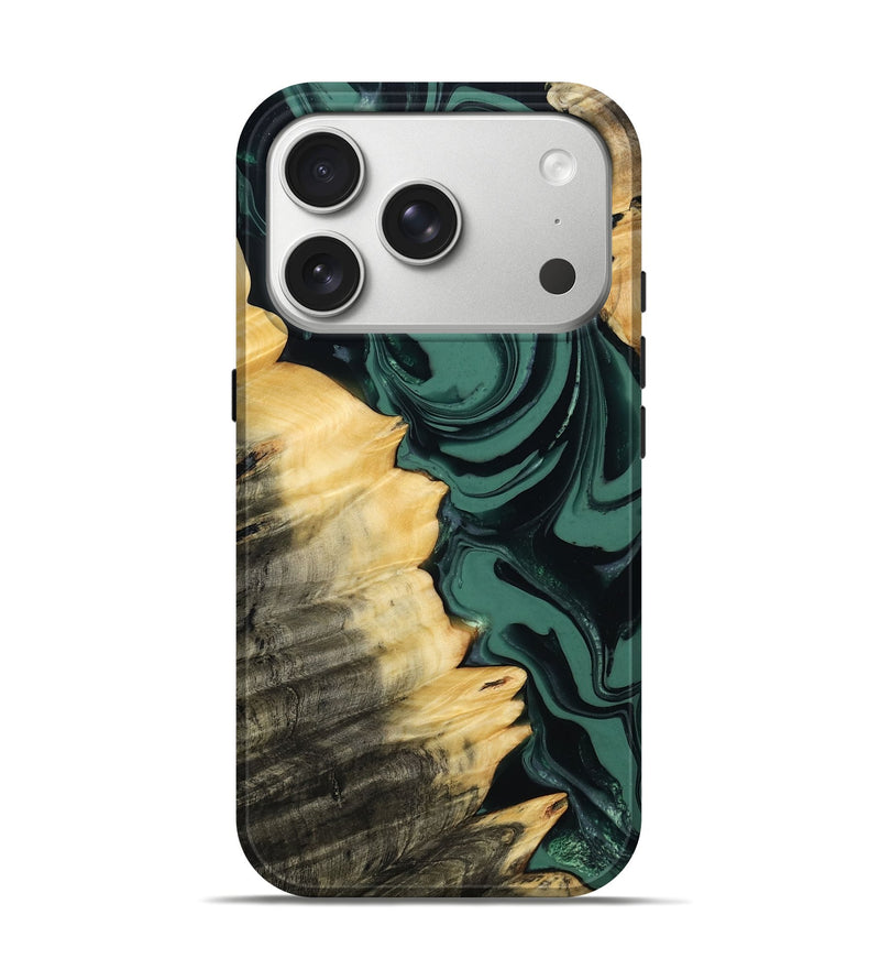 iPhone 17 Pro Wood Live Edge Phone Case - Shianne (Green, 808644)