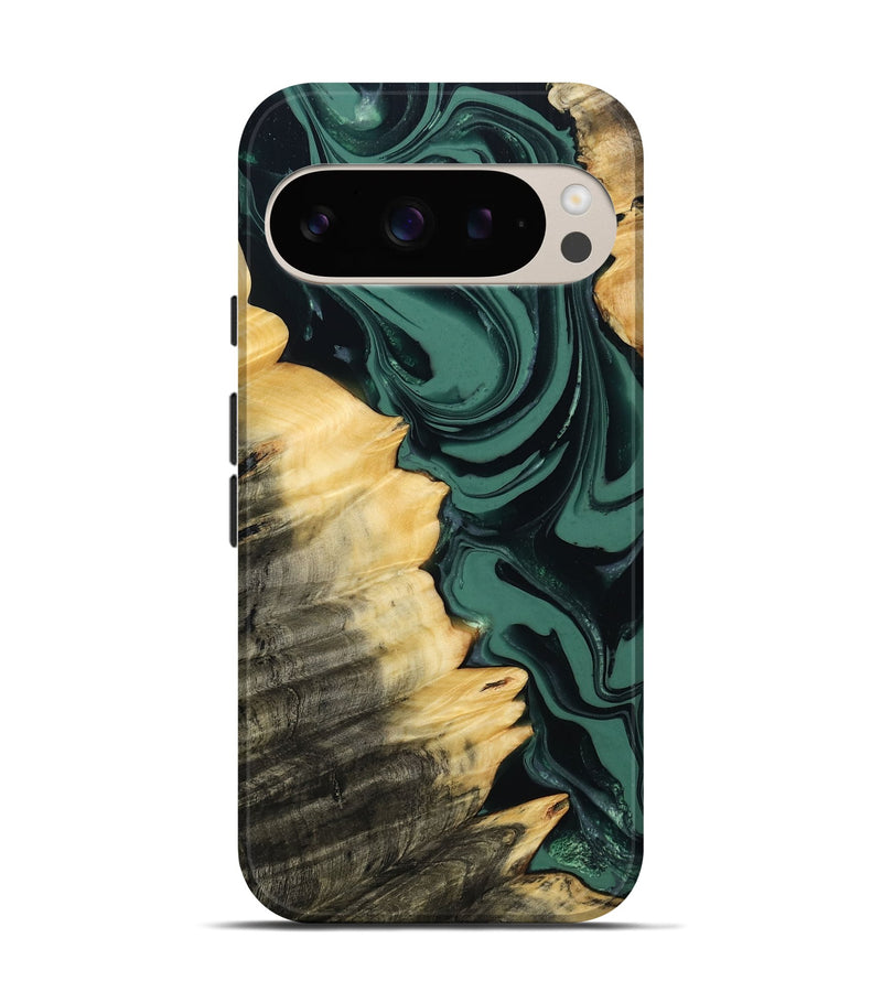 Pixel 9 Wood Live Edge Phone Case - Shianne (Green, 808644)