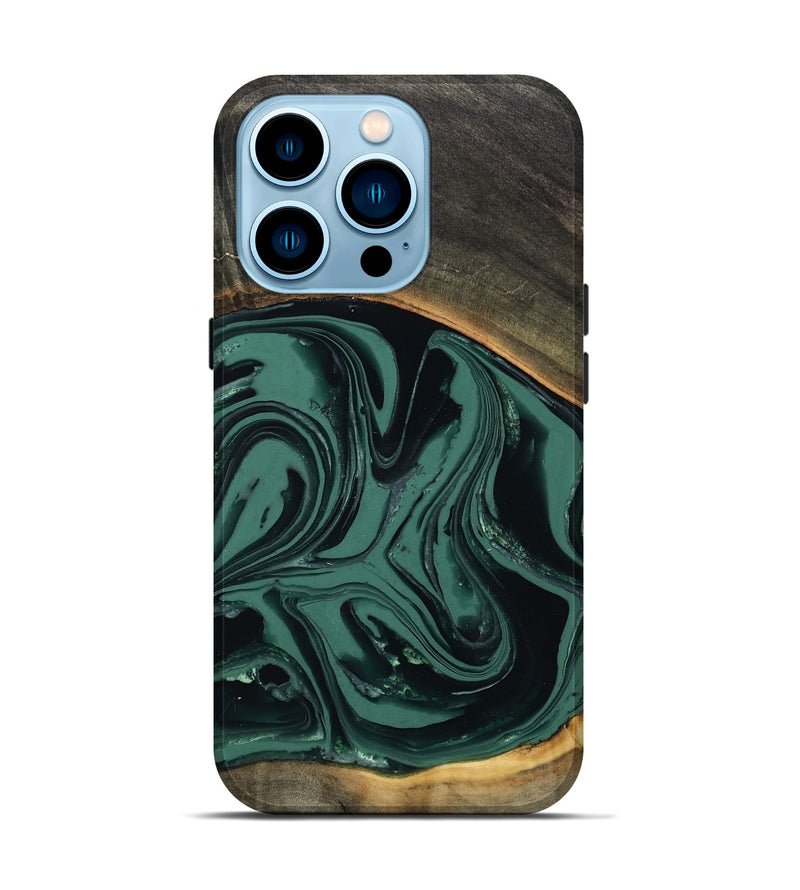 iPhone 14 Pro Wood Live Edge Phone Case - Zen (Green, 808645)