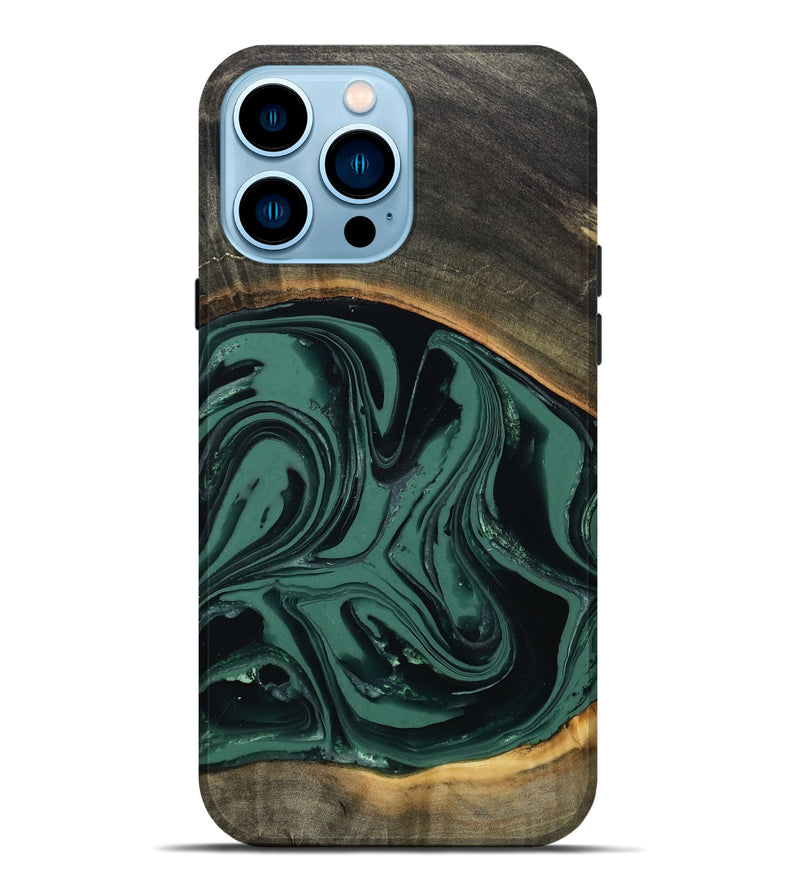 iPhone 14 Pro Max Wood Live Edge Phone Case - Zen (Green, 808645)