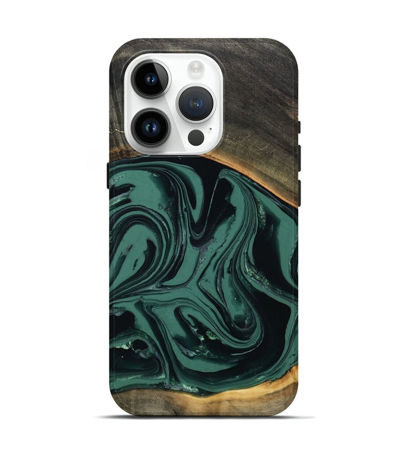 iPhone 15 Pro Wood Live Edge Phone Case - Zen (Green, 808645)