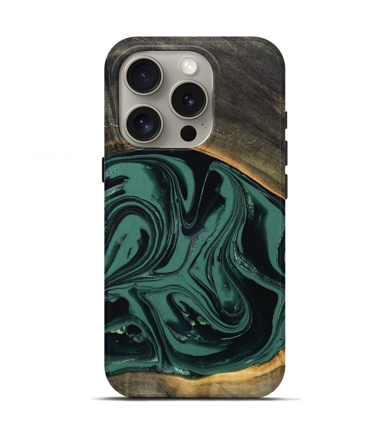 iPhone 16 Pro Wood Live Edge Phone Case - Zen (Green, 808645)