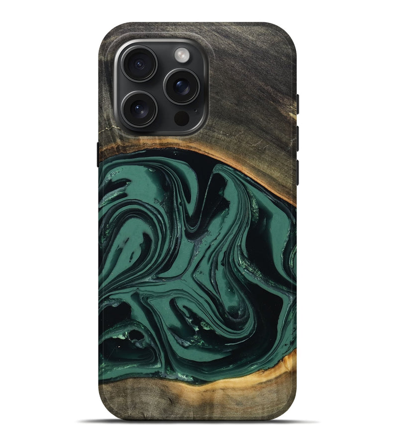 iPhone 16 Pro Max Wood Live Edge Phone Case - Zen (Green, 808645)