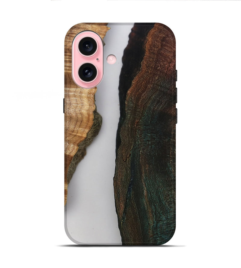 iPhone 16 Wood Live Edge Phone Case - Rob (Clear, 808646)