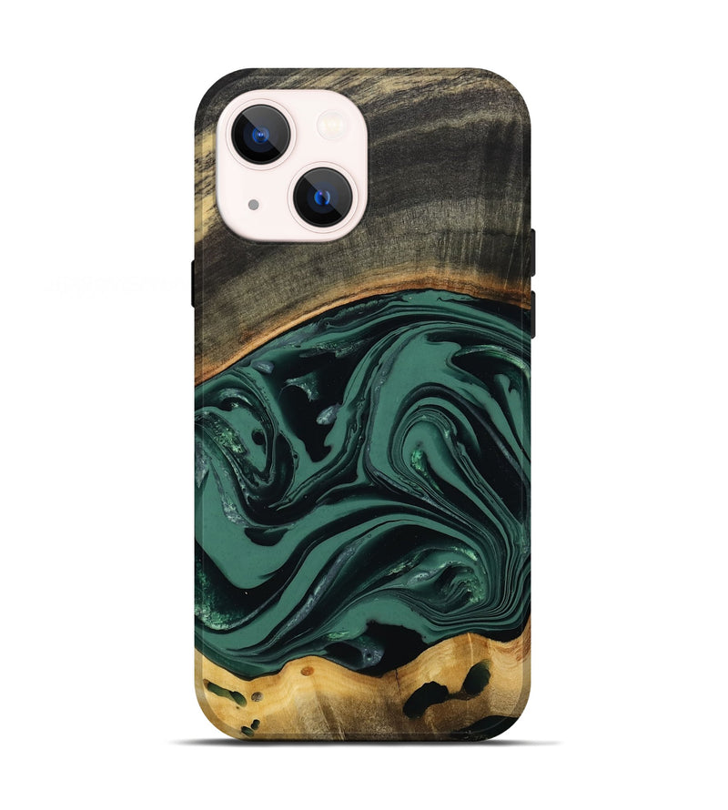 iPhone 13 Wood Live Edge Phone Case - Azael (Green, 808647)