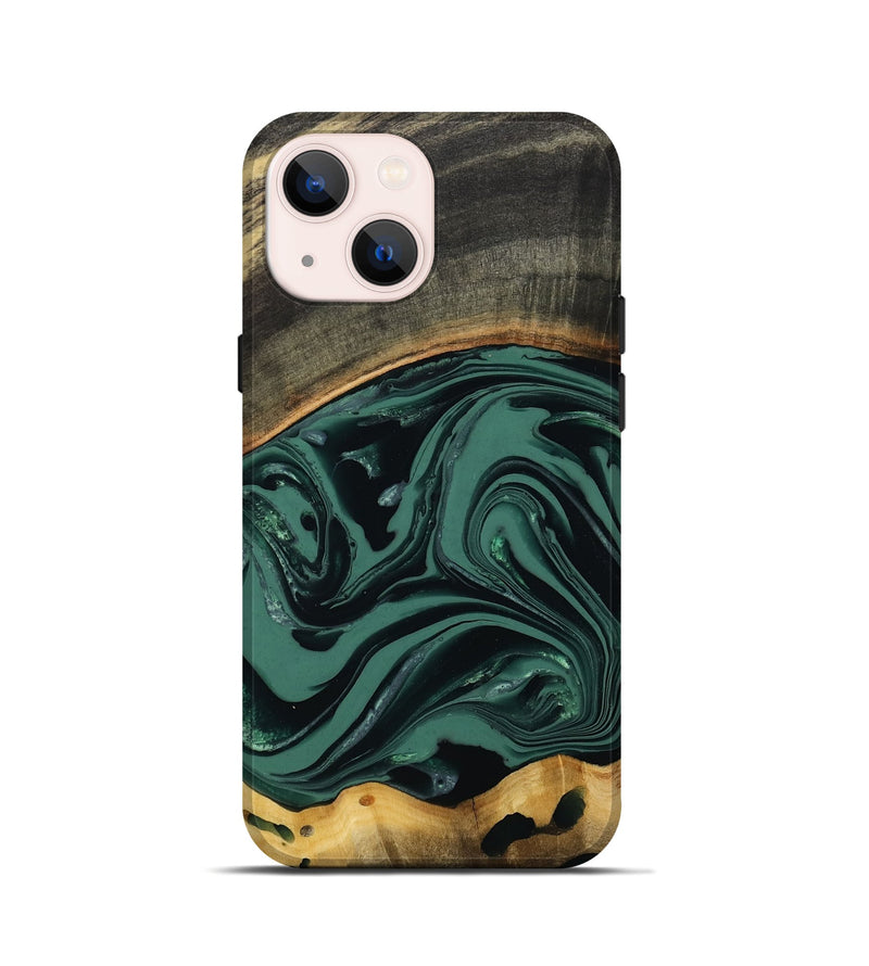 iPhone 13 mini Wood Live Edge Phone Case - Azael (Green, 808647)