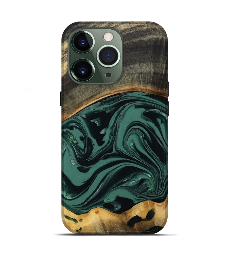 iPhone 13 Pro Wood Live Edge Phone Case - Azael (Green, 808647)