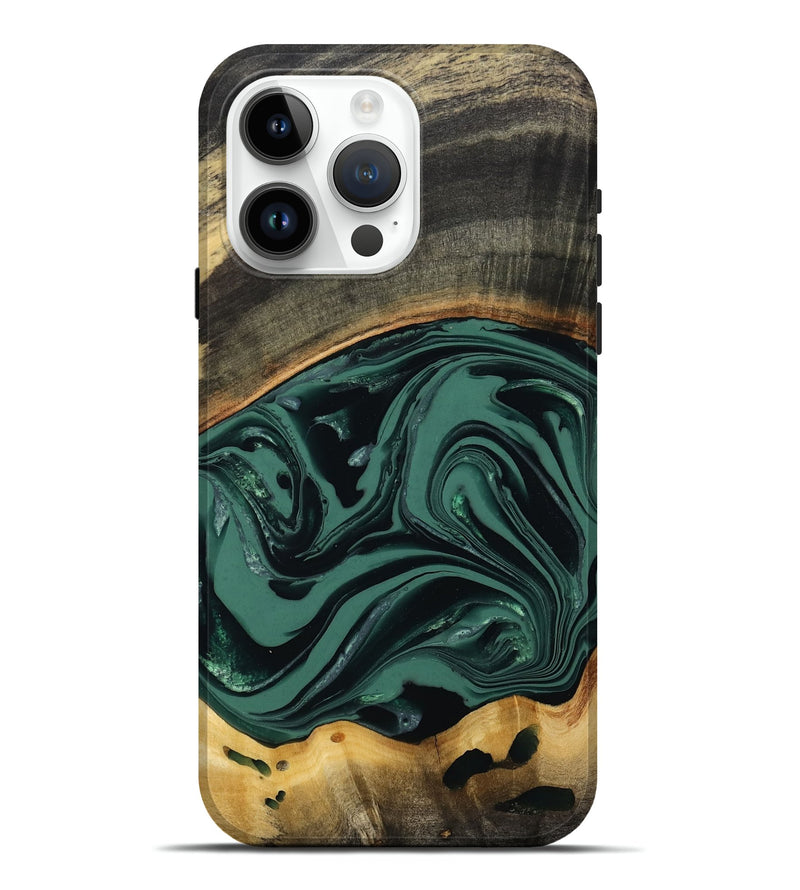 iPhone 15 Pro Max Wood Live Edge Phone Case - Azael (Green, 808647)