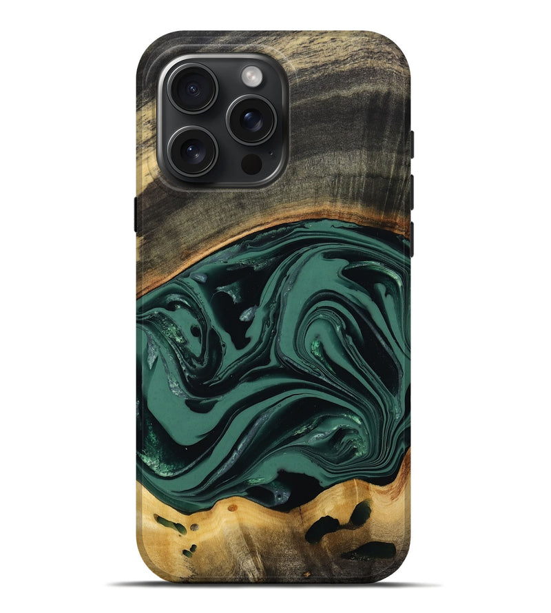 iPhone 16 Pro Max Wood Live Edge Phone Case - Azael (Green, 808647)