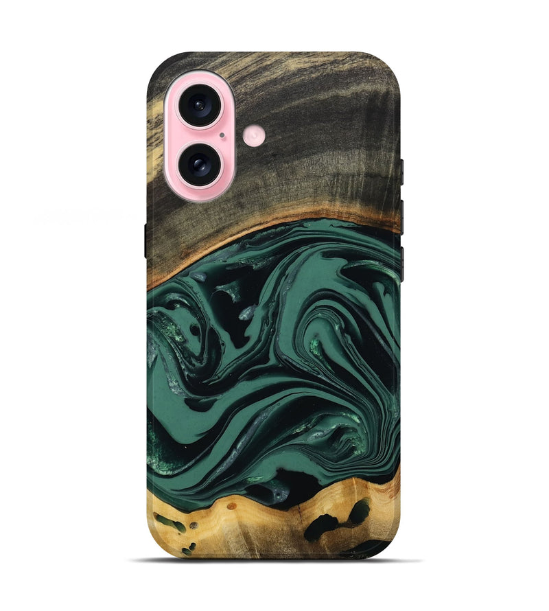 iPhone 17 Wood Live Edge Phone Case - Azael (Green, 808647)