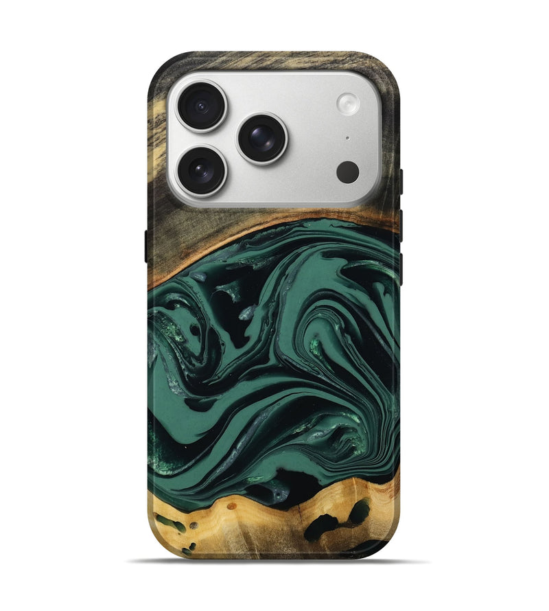 iPhone 17 Pro Wood Live Edge Phone Case - Azael (Green, 808647)