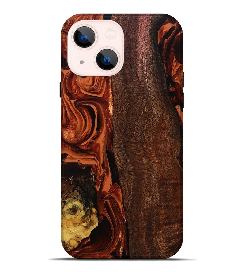 iPhone 14 Plus Wood Live Edge Phone Case - Elyssa (Red, 808648)
