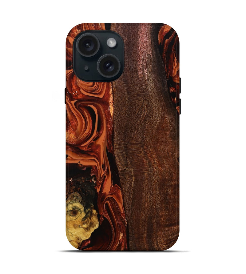 iPhone 15 Wood Live Edge Phone Case - Elyssa (Red, 808648)
