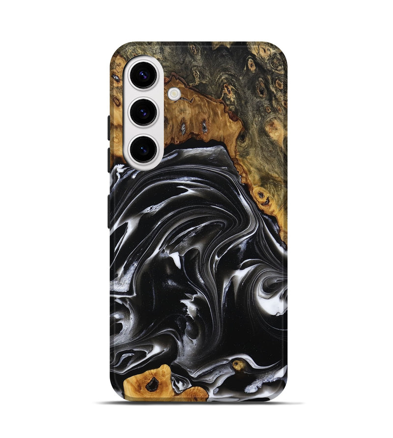 Galaxy S25 Wood Live Edge Phone Case - Georgia (Black & White, 808649)