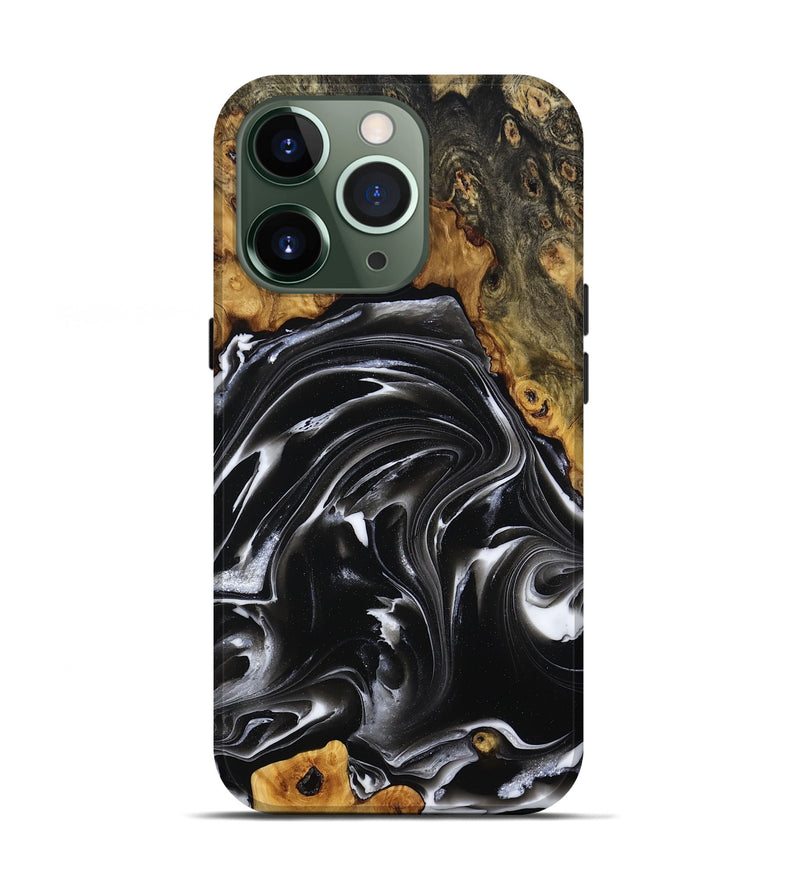 iPhone 13 Pro Wood Live Edge Phone Case - Georgia (Black & White, 808649)