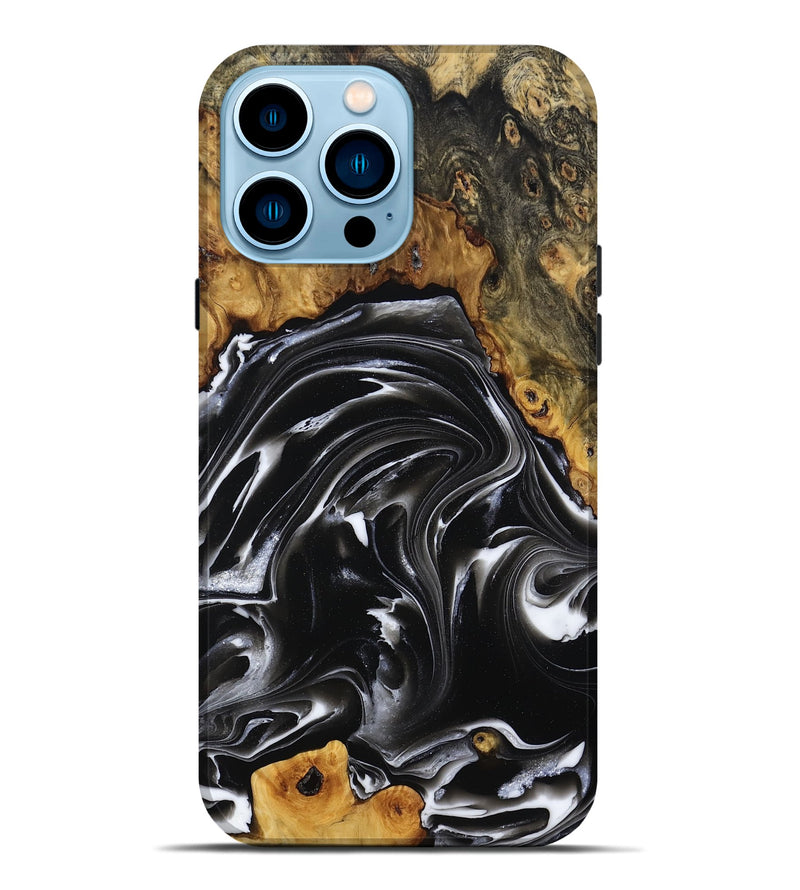 iPhone 14 Pro Max Wood Live Edge Phone Case - Georgia (Black & White, 808649)