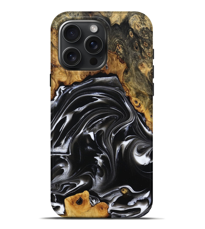 iPhone 16 Pro Max Wood Live Edge Phone Case - Georgia (Black & White, 808649)