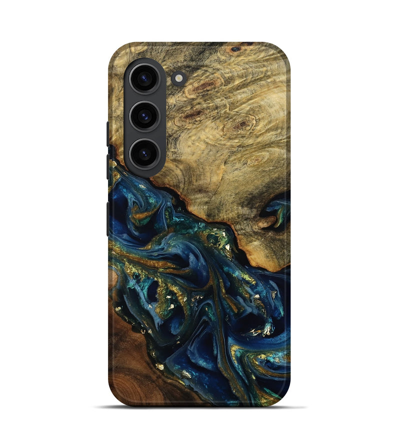 Galaxy S23 Wood Live Edge Phone Case - Karri (Teal & Gold, 808650)