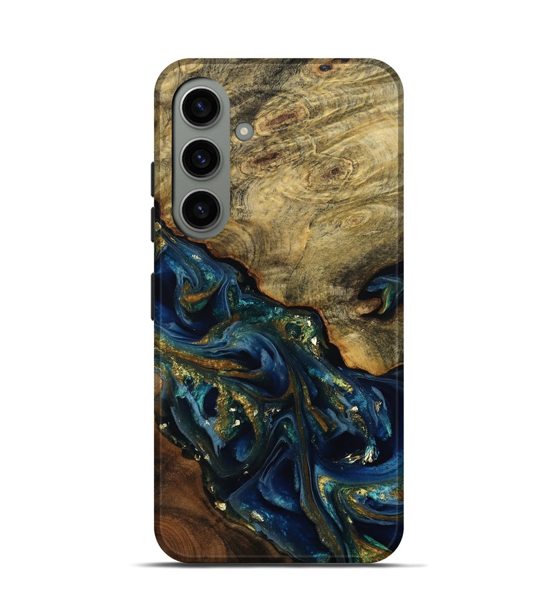 Galaxy S24 Wood Live Edge Phone Case - Karri (Teal & Gold, 808650)