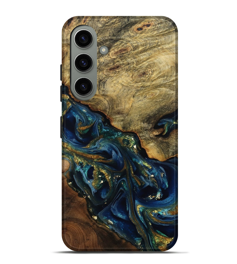 Galaxy S24 Plus Wood Live Edge Phone Case - Karri (Teal & Gold, 808650)