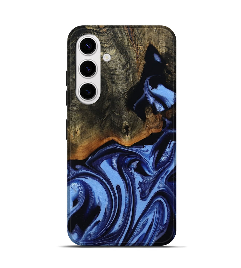 Galaxy S25 Wood Live Edge Phone Case - Alvin (Blue, 808651)