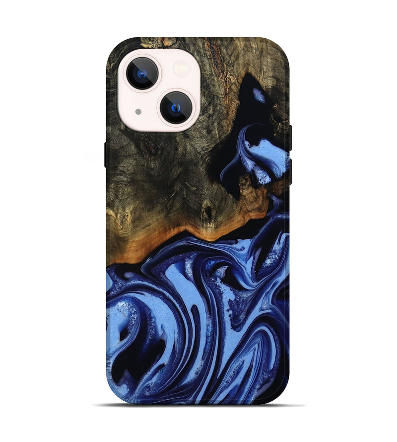 iPhone 14 Wood Live Edge Phone Case - Alvin (Blue, 808651)