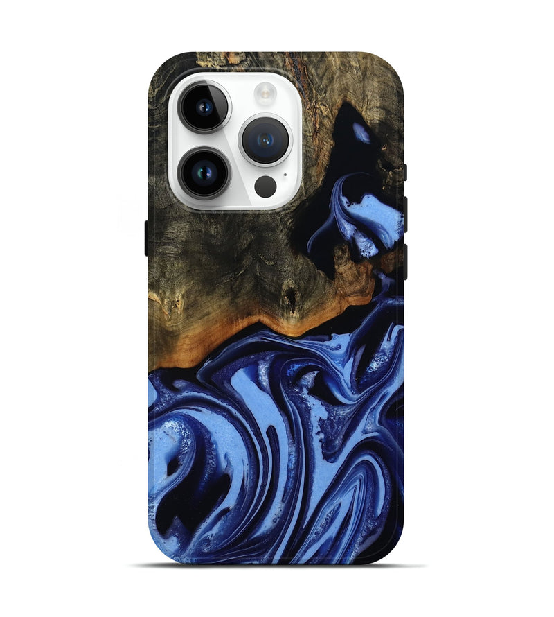 iPhone 15 Pro Wood Live Edge Phone Case - Alvin (Blue, 808651)