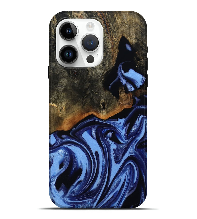 iPhone 15 Pro Max Wood Live Edge Phone Case - Alvin (Blue, 808651)