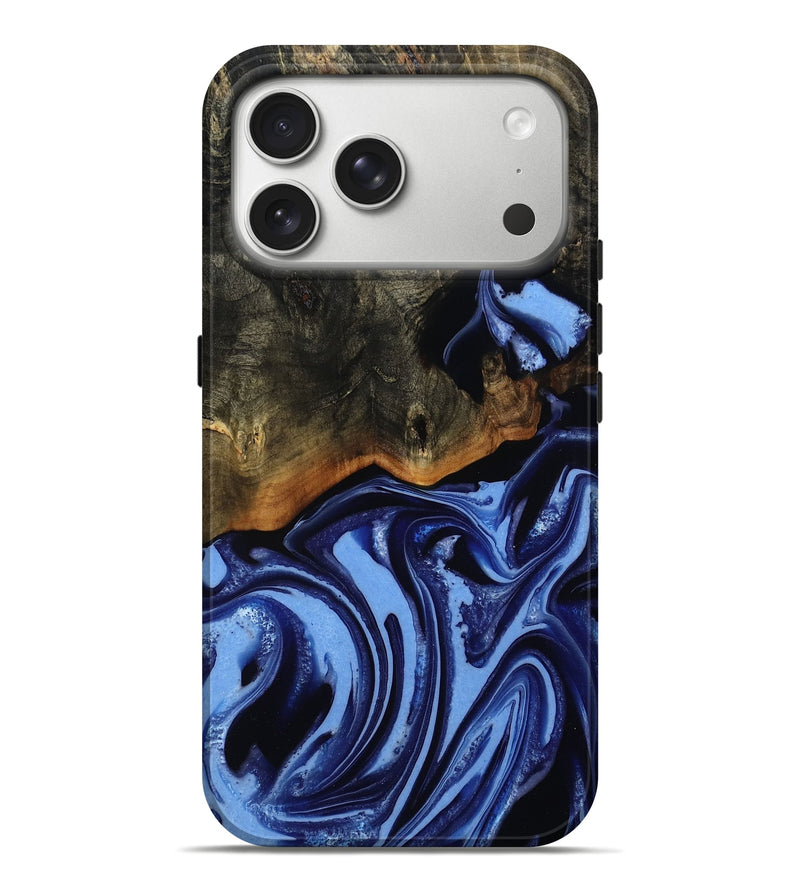 iPhone 17 Pro Max Wood Live Edge Phone Case - Alvin (Blue, 808651)