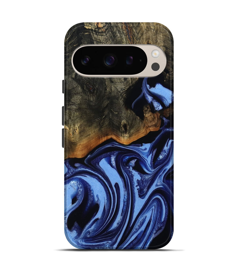 Pixel 9 Wood Live Edge Phone Case - Alvin (Blue, 808651)
