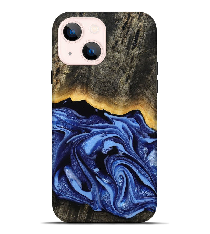 iPhone 14 Plus Wood Live Edge Phone Case - Windy (Blue, 808654)