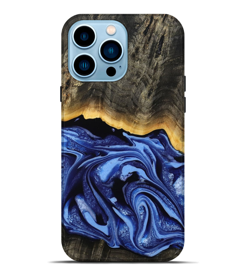 iPhone 14 Pro Max Wood Live Edge Phone Case - Windy (Blue, 808654)