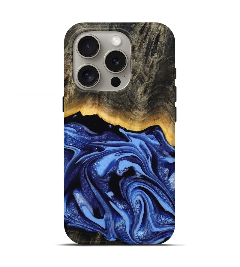 iPhone 16 Pro Wood Live Edge Phone Case - Windy (Blue, 808654)