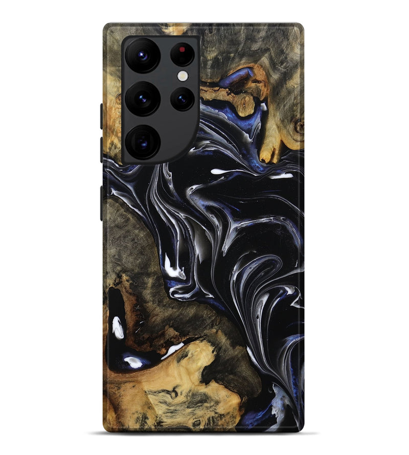 Galaxy S22 Ultra Wood Live Edge Phone Case - Maren (Black & White, 808655)