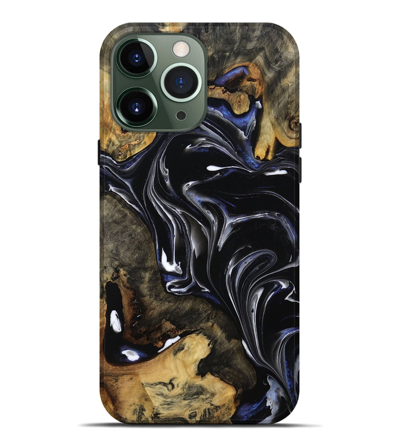 iPhone 13 Pro Max Wood Live Edge Phone Case - Maren (Black & White, 808655)