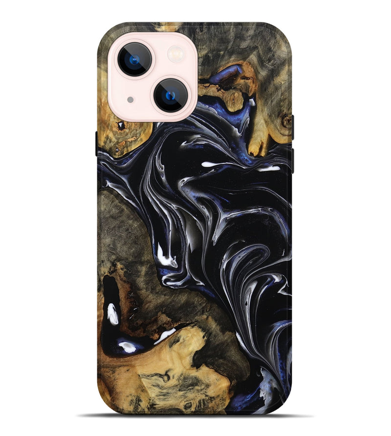 iPhone 14 Plus Wood Live Edge Phone Case - Maren (Black & White, 808655)