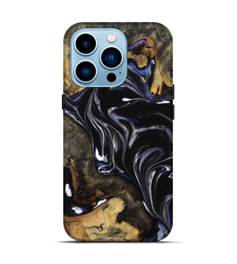 iPhone 14 Pro Wood Live Edge Phone Case - Maren (Black & White, 808655)