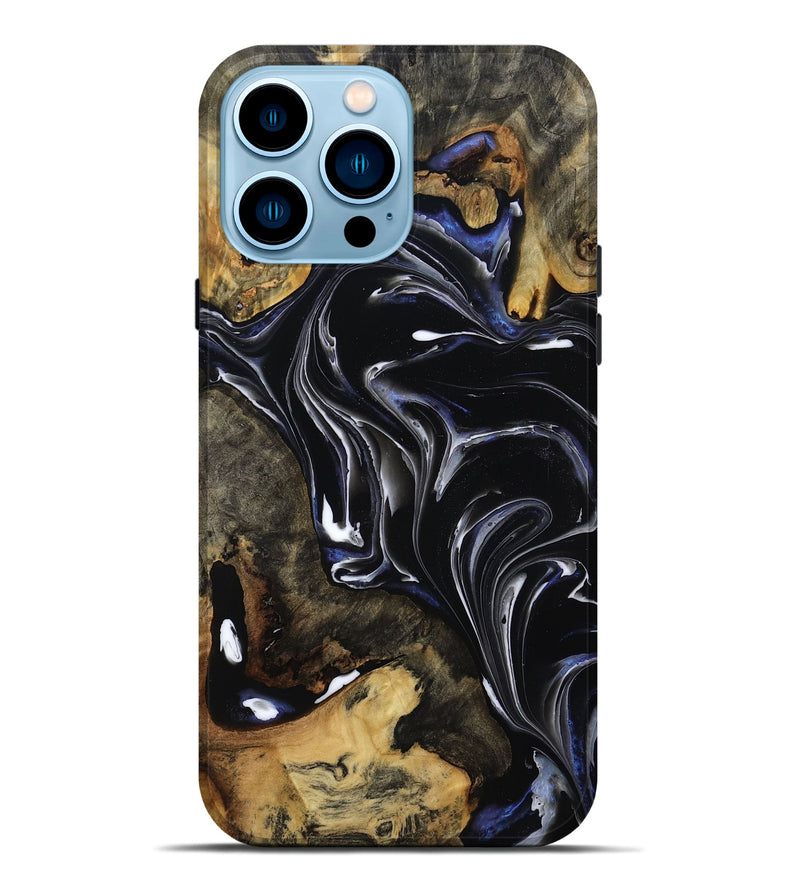 iPhone 14 Pro Max Wood Live Edge Phone Case - Maren (Black & White, 808655)