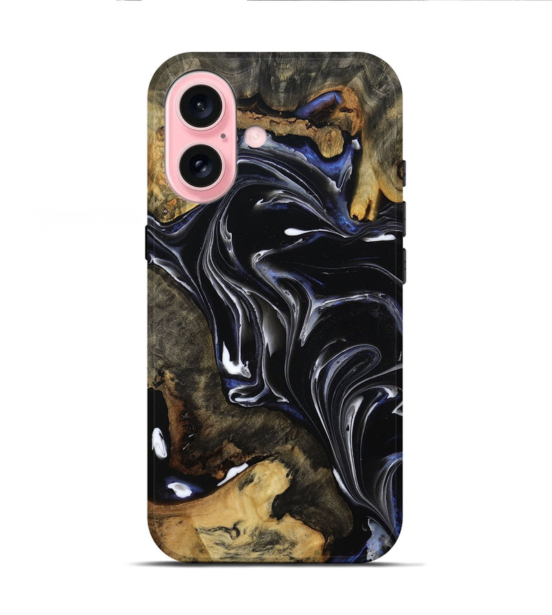iPhone 16 Wood Live Edge Phone Case - Maren (Black & White, 808655)