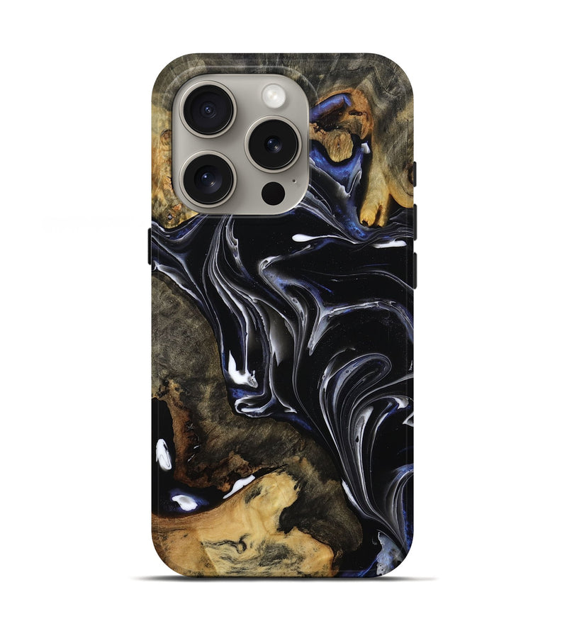 iPhone 16 Pro Wood Live Edge Phone Case - Maren (Black & White, 808655)