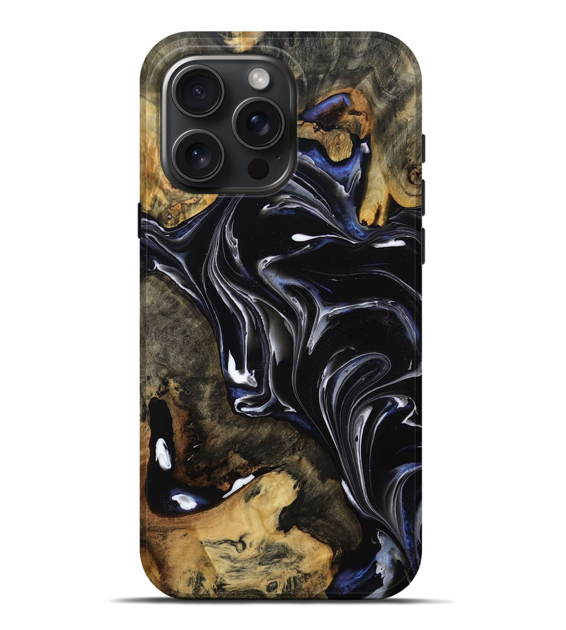 iPhone 16 Pro Max Wood Live Edge Phone Case - Maren (Black & White, 808655)