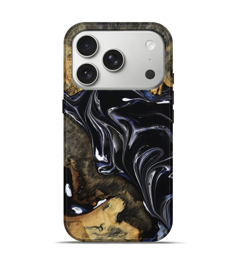 iPhone 17 Pro Wood Live Edge Phone Case - Maren (Black & White, 808655)