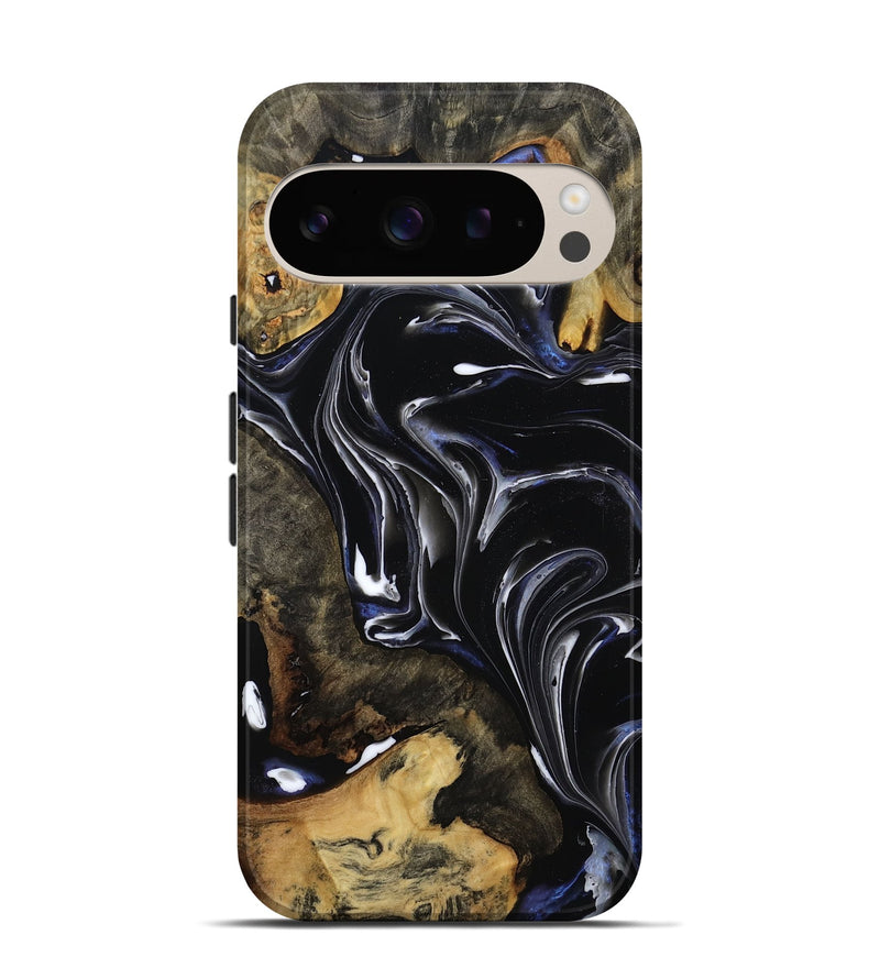 Pixel 9 Pro Wood Live Edge Phone Case - Maren (Black & White, 808655)
