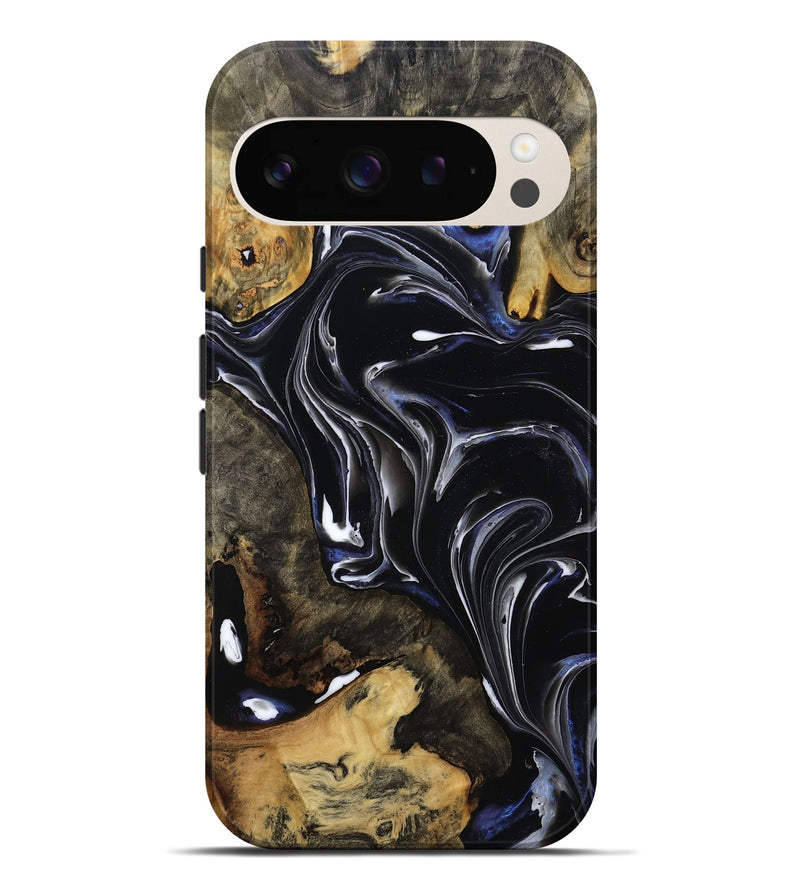 Pixel 9 Pro XL Wood Live Edge Phone Case - Maren (Black & White, 808655)