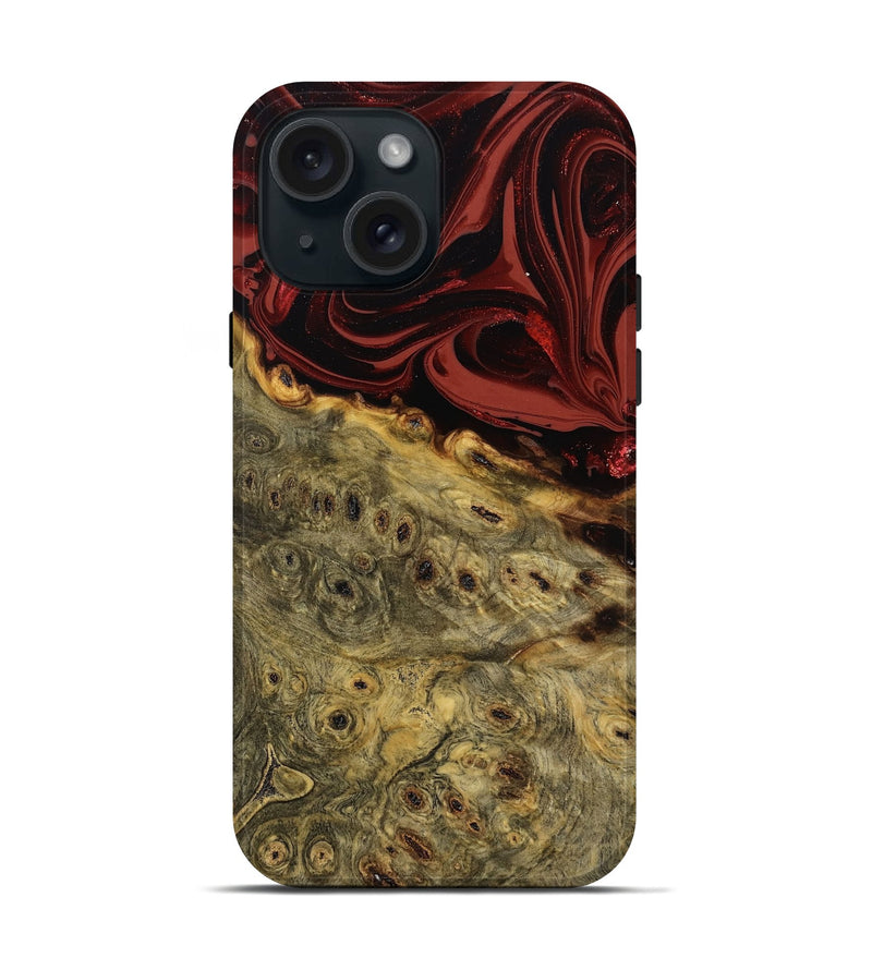 iPhone 15 Wood Live Edge Phone Case - Shelbi (Red, 808656)