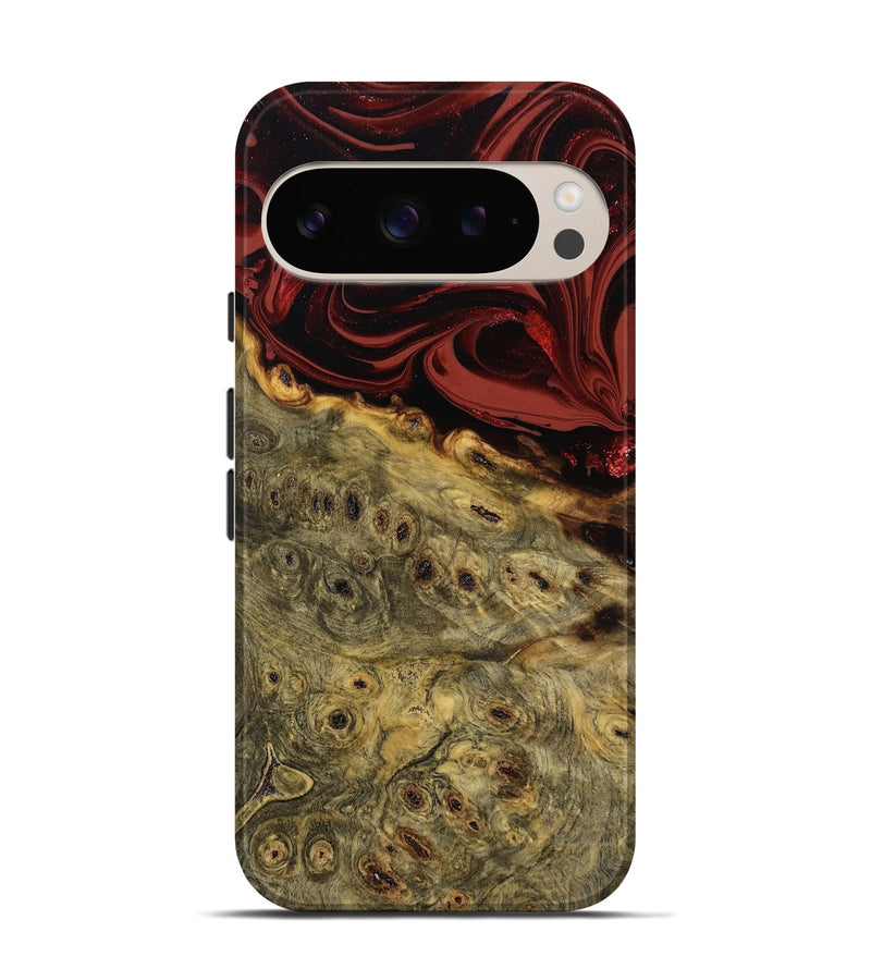 Pixel 9 Pro Wood Live Edge Phone Case - Shelbi (Red, 808656)