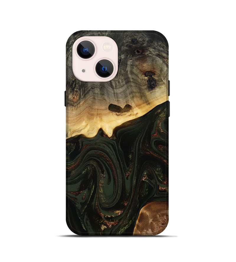 iPhone 13 mini Wood Live Edge Phone Case - Zaniyah (Green, 808658)