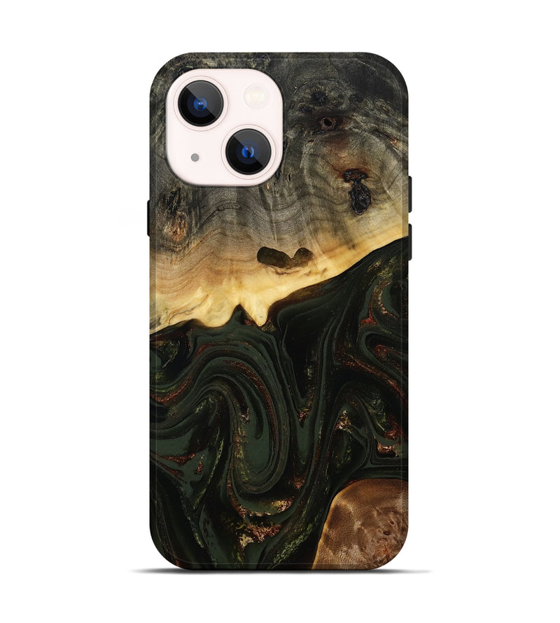 iPhone 14 Wood Live Edge Phone Case - Zaniyah (Green, 808658)