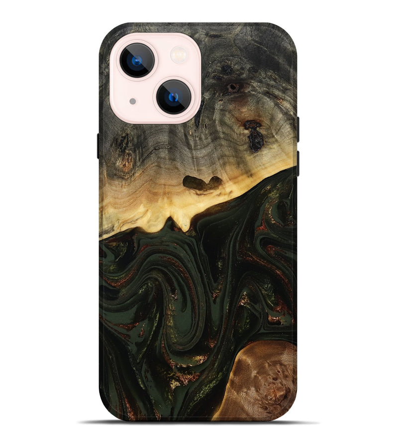 iPhone 14 Plus Wood Live Edge Phone Case - Zaniyah (Green, 808658)