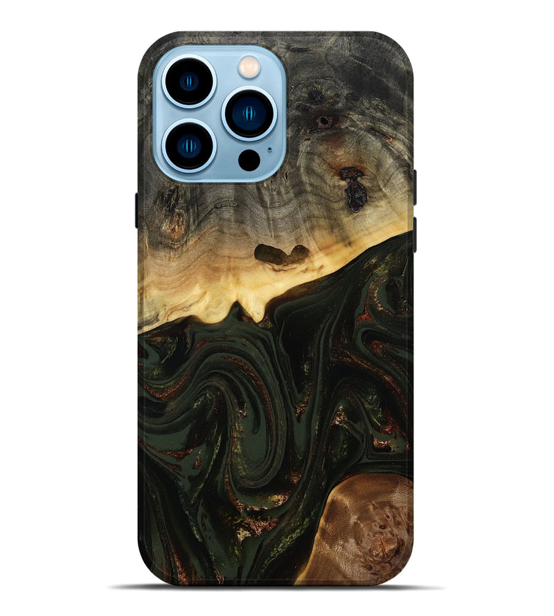 iPhone 14 Pro Max Wood Live Edge Phone Case - Zaniyah (Green, 808658)